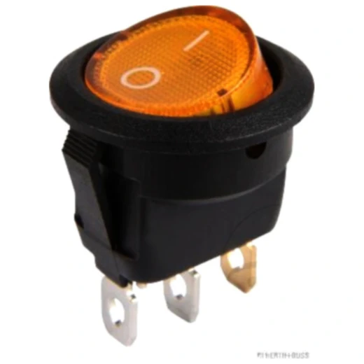 Wippschalter mit gelbem Kontrolllicht rund