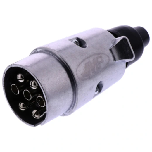 Stecker 7-polig 12V Aluminium JMP mit Gummitülle