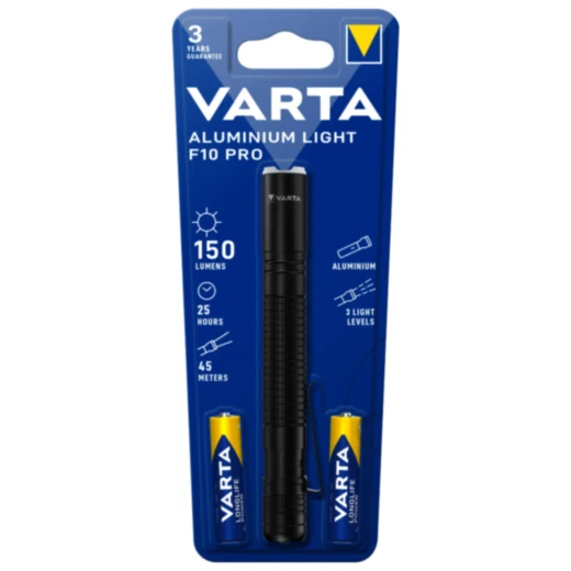 VARTA Aluminium LED Taschenlampe F10 Pro mit 2 AAA Batterien_0