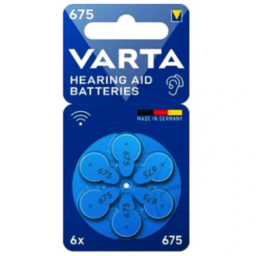 VARTA 675 Knopfzellen 1,45 V für Hörgeräte - 6er Blister