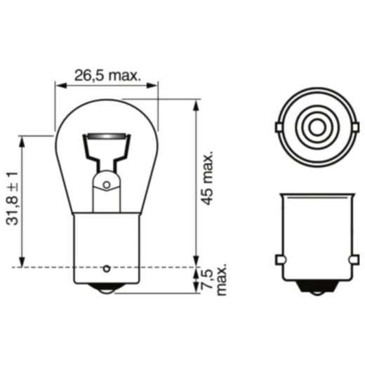 Lampe 12V21W BA15S gelb passend für: BMW R, K, C, C1_0