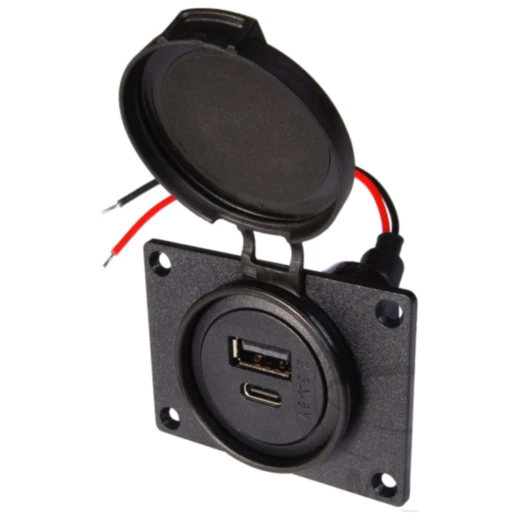 Doppelsteckdose USB 12/12V 3600mA USB-A / USB-C für Motorräder