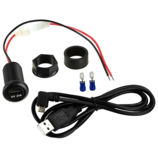 Spannungswandler 12V-5V 2,1A mit 1m USB-Kabel für Motorräder