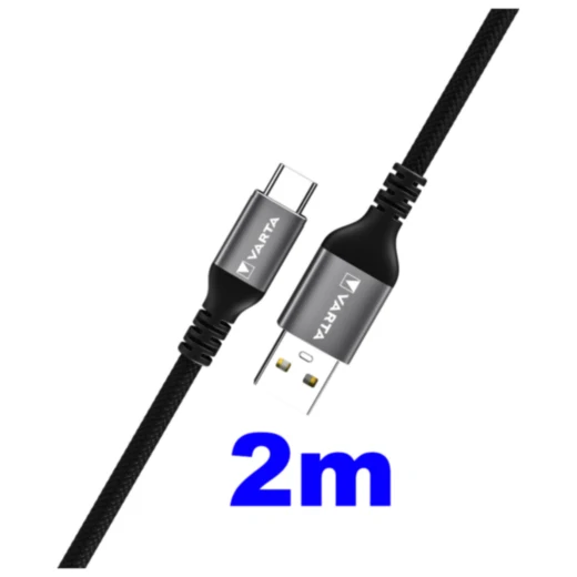 Varta Schnellladekabel USB-A auf USB-C 60W, 2 Meter