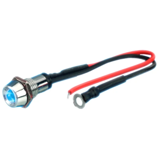 LED Kontrollleuchte Blau mit Reflektor & Chromgehäuse