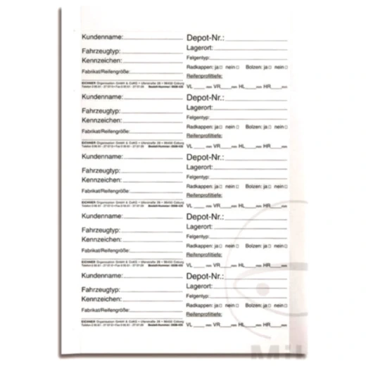Rad-Reifenetiketten für Fahrzeuganhänger 150ST 30 Bogen A 5 Stück