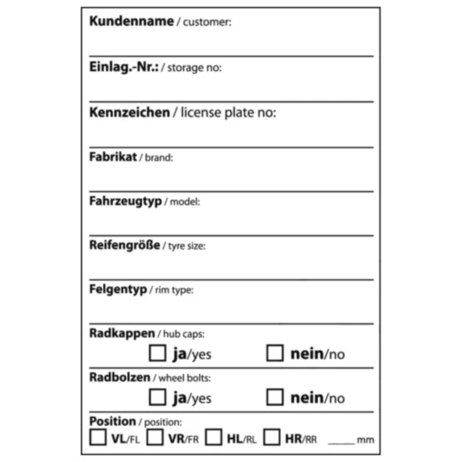 Reifeneinlagerungs-Aufkleber Rolle 100 Stück