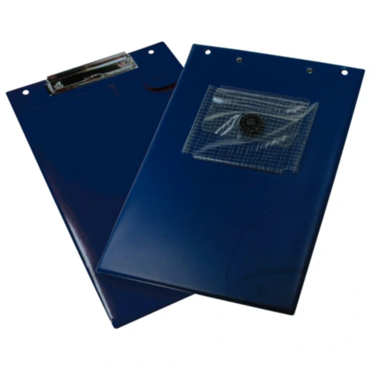 Auftragsklemmbrett A4 blau mit Schlüsselfach und Blockklemme 10 Stück