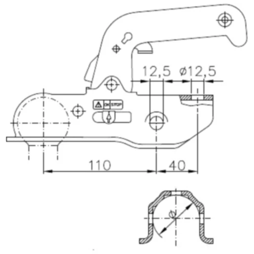 Kugelkopfkupplung WW220-RB 50/51 mm für Anhänger_0