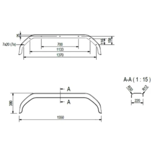 Kotflügel für PKW-Anhänger Kunststoff H380 B220 S1500_0