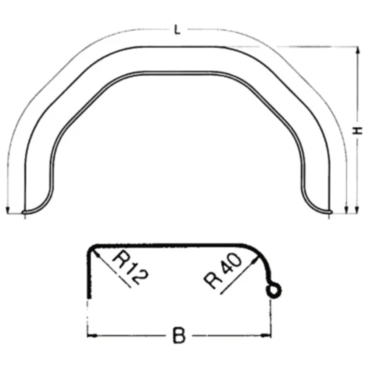 Kotflügel aus Kunststoff für Anhänger H300 B200 S660