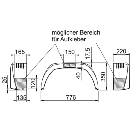 Kotflügel Kunststoff für Motorrad Anhänger H350 B220 S770_0