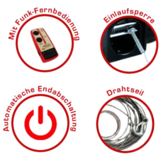 Seilwinde 2700KG 12V Funkfernbedienung mit Umlenkrolle 5400KG_0