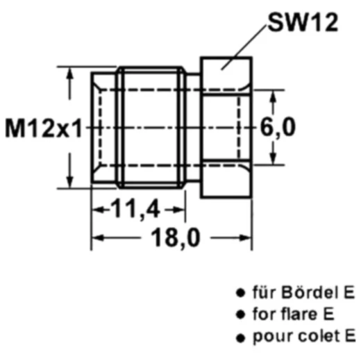 Überwurfschraube M12x1 für Bremsleitungen mit Bördel E 6 mm_1
