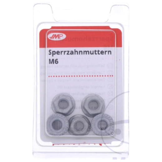 Sperrzahnmutter verzinkt M6 - Packung mit 5 Stück