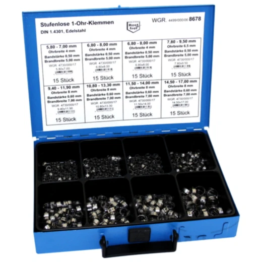 Stufenlos Klemmen Sortiment 8678 schwarz Edelstahl