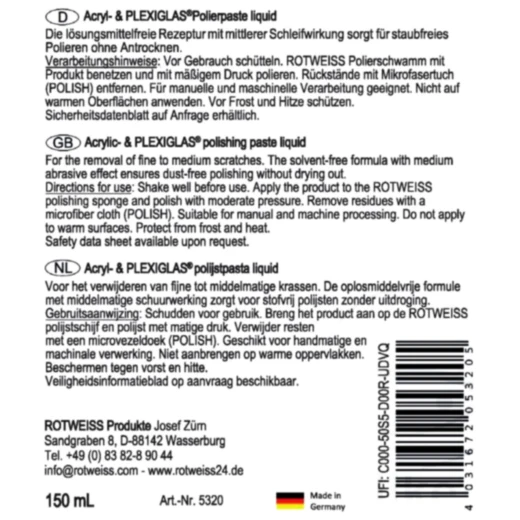 Acryl- und PLEXIGLAS® Polierpaste für empfindliche Oberflächen