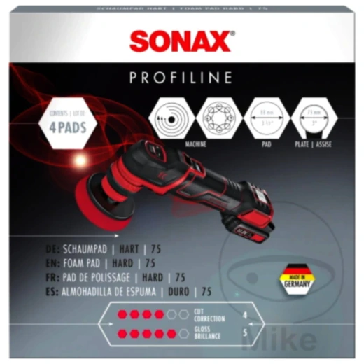 Schaumpad Hart 75 mm - 4 Stück für Poliermaschinen