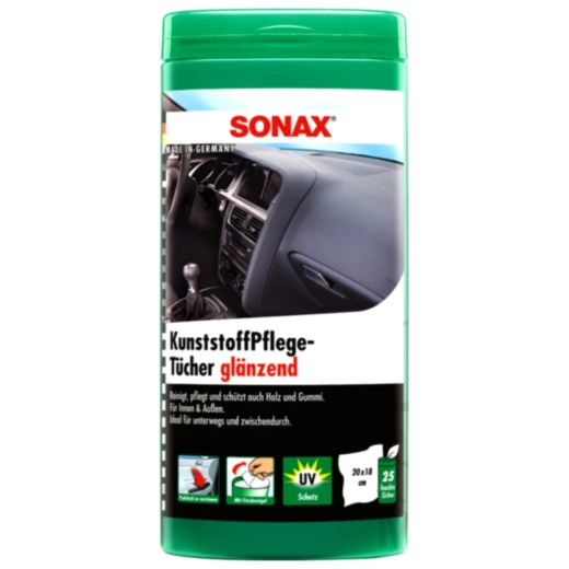Kunststoffpflege Tücher glänzend Box 25 Stück Sonax