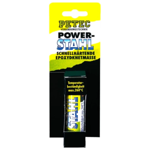 PETEC Power Stahl 50 g - Schnelle Epoxyd-Knetmasse für Reparaturen