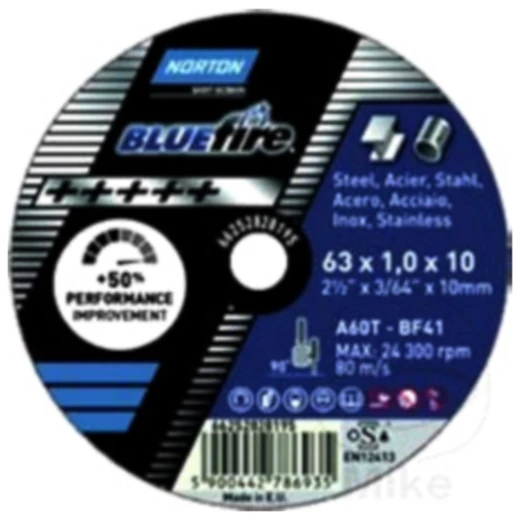 Norton Trennscheibe Blue Fire 63x2.0x6.35 für Metall und Inox