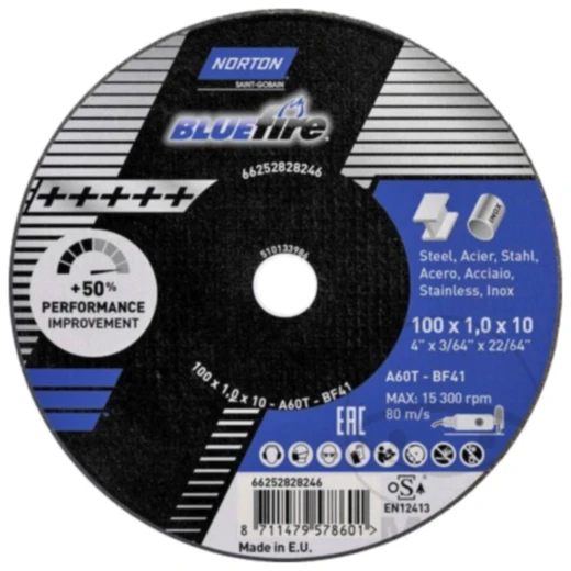 Norton Blue Fire Trennscheibe 100x1.0x10 für Winkelschleifer
