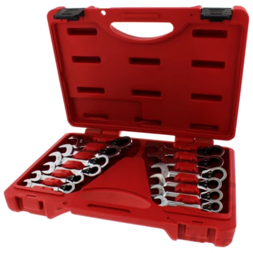 Ratschenringschlüssel Satz 12-teilig kurz mit Umschaltfunktion