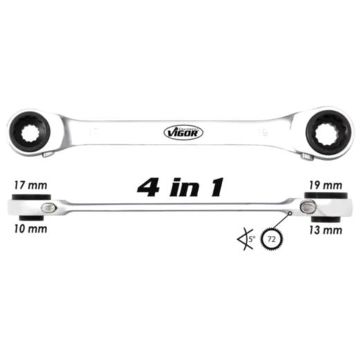 Doppel-Ratschenringschlüssel 4 in 1 für Motorräder 10 13 17 19
