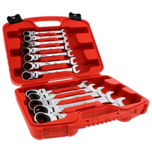Ratschenringschlüssel Satz 12-teilig mit Gelenk