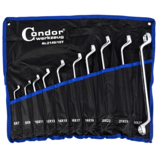 Doppelringschlüssel Satz gekröpft 10-tlg. 6-27 mm