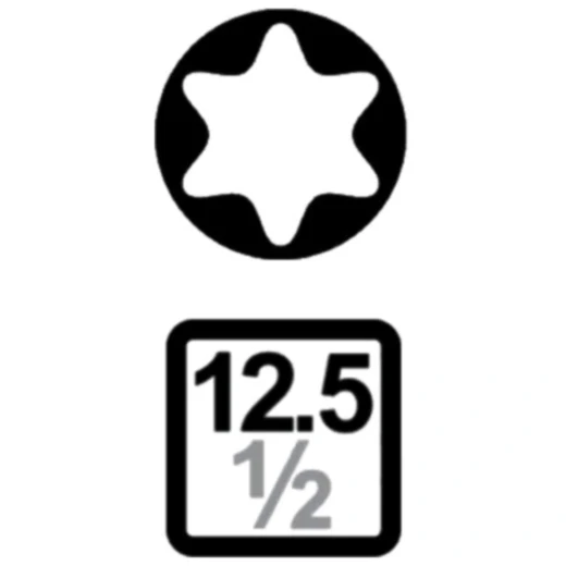 Kraft-Stecknuss E-Torx 1/2 Zoll E10-E24 lange Ausführung für Mo