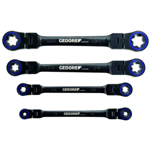 Doppel-Gelenk-Ringratschenschlüsselsatz E Torx