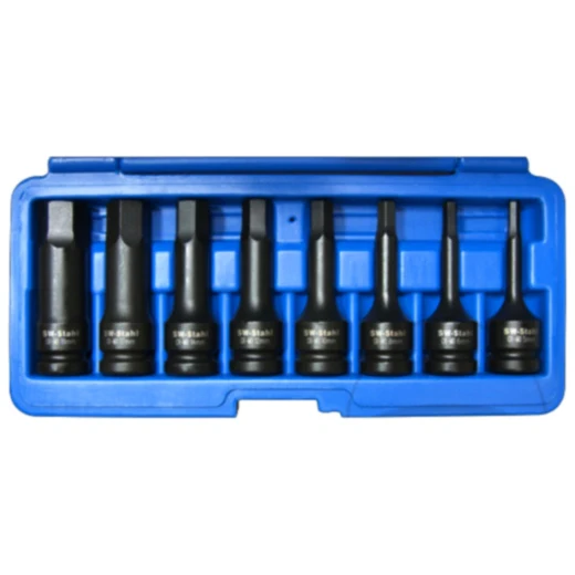 Kraft-Schraubendreher-Einsätze 1/2", 8-teilig in langer Ausführung