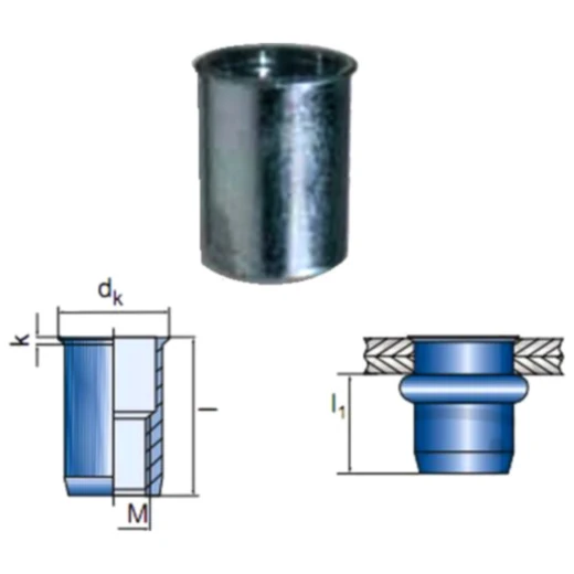 Universelle Blindnietmuttern M8 - 100 Stück
