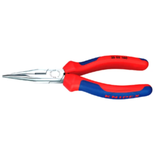 Knipex Flachrundzange gerade 160 mm - verchromt mit 2K Griff
