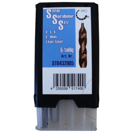 Stufen-Spiralbohrer-Satz 5-teilig HSSG M2 4-10 mm