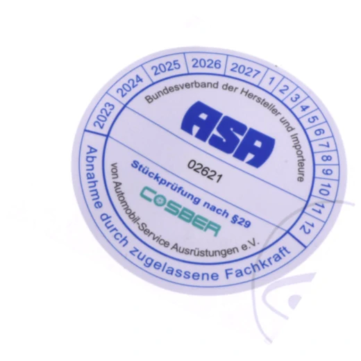 Prüfplakette COSBER für Bremsenprüfstand