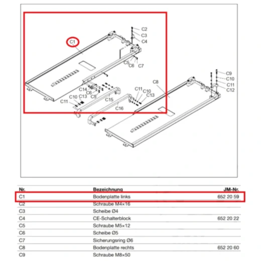 Bodenplatte links für JMP Fox 3000 H Mobil