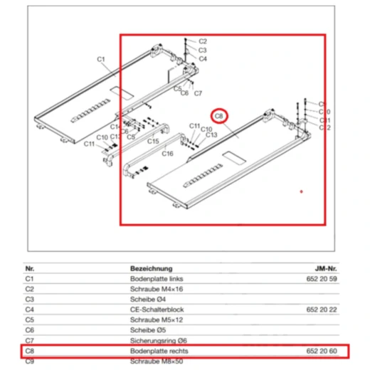 BODENPLATTE JMP FOX 3000 H MOBIL RECHTS