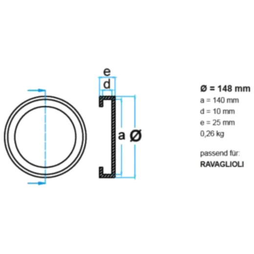 Gummiauflage Ravaglioli 146MM ohne Stutzen_1