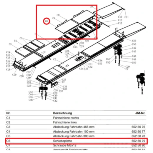 Schiebeplatte JMP für 4-Säulenbühne FOX 5500 AMS