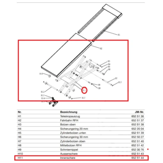 Innenschere für Radfreiheber JMP Fox 5500 ANS
