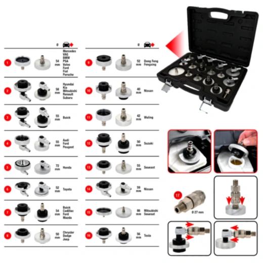Universal-Bremsenentlüfter-Adapter-Satz 17-teilig für Motorräde