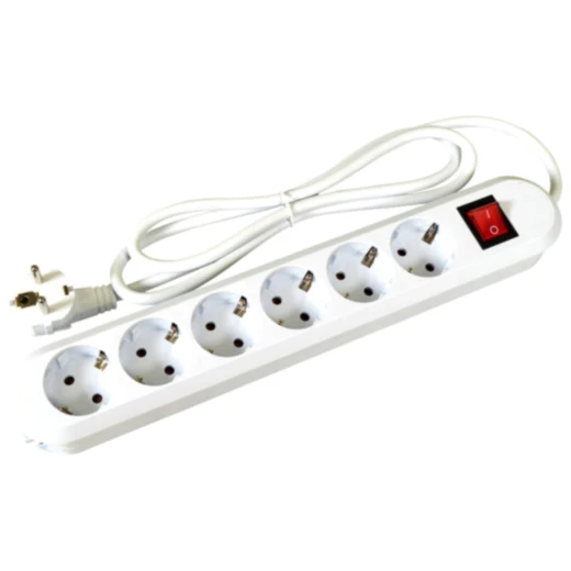 Steckdosenleiste mit Hauptschalter, 6-fach