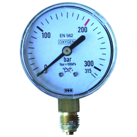 EWO Sicherheitsmanometer für Sauerstoff Ø 63 – 0-315 bar