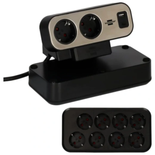 Tischsteckdosenleiste mit USB C und USB A Anschlüssen