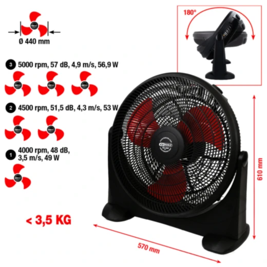 Werkstattventilator 440mm 3-stufig