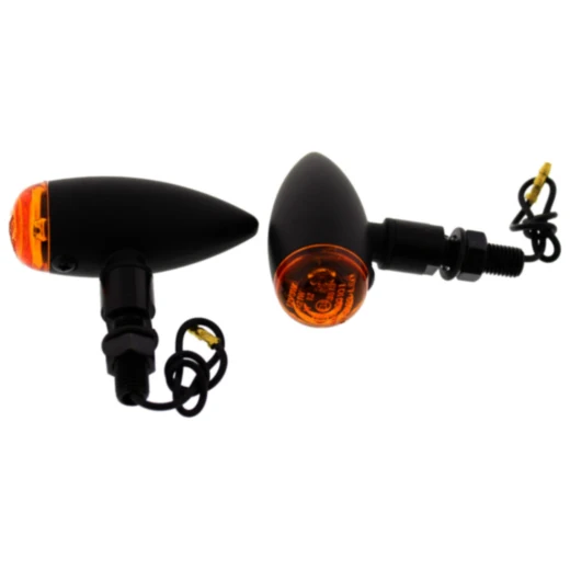 MINI INDICATOR OUTLAW2 BLACK ALUMINUM YELLOW GLASS 12V