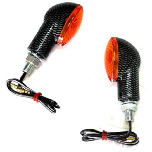 MINI INDICATOR CATEYE JMP SHORT CARBON ORANGE GLASS für: CUSTOM BIKES