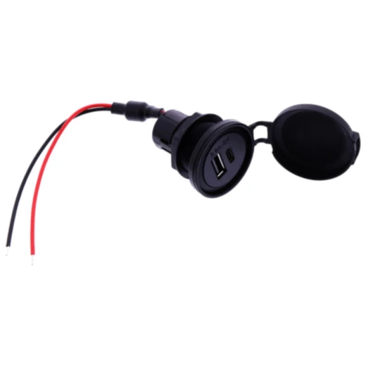 Doppelsteckdose für mobile Geräte mit USB-C/A - Carbon